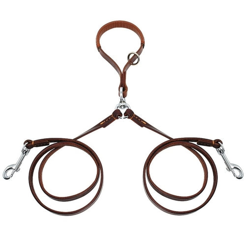 2 Ways Dog Leash Double Two Pet Leather Leads