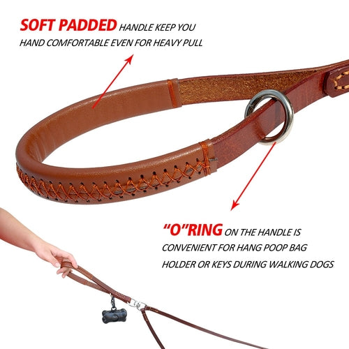 2 Ways Dog Leash Double Two Pet Leather Leads