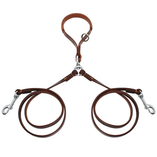2 Ways Dog Leash Double Two Pet Leather Leads